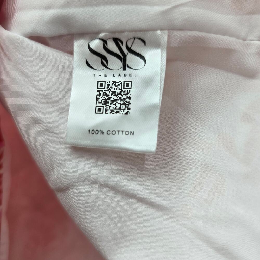 SSYS the Label Blouse Top Size XL Lace Trim Pink/Orange Print Cotton Popover - Picture 4 of 8
